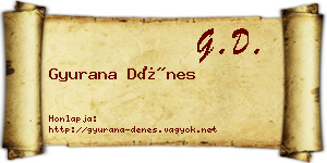 Gyurana Dénes névjegykártya